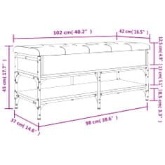 Vidaxl Klop za čevlje siva sonoma 102x42x45 cm inženirski les