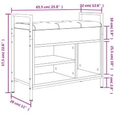 Vidaxl Klop za čevlje dimljen hrast 65,5x32x57,5 cm inženirski les