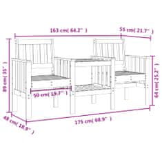 Vidaxl Vrtna klop z mizo 2-sedežna trdna borovina