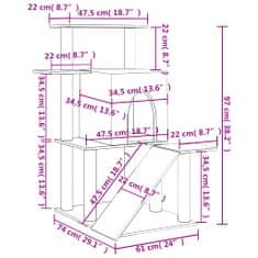 Vidaxl Mačje drevo s praskalniki iz sisala krem 97 cm