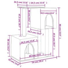 Vidaxl Mačje drevo s praskalniki iz sisala krem 86 cm