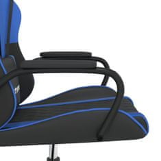 Vidaxl Masažni gaming stol črno in modra umetno usnje