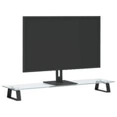 Vidaxl Stojalo za monitor črno 80x20x8 cm kaljeno steklo in kovina