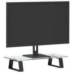 Vidaxl Stojalo za monitor črno 40x20x8 cm kaljeno steklo in kovina