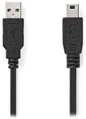 Nedis Kabel USB 2.0/ vtič USB-A - vtič USB Mini-B 5 pinov/ črn/ v razsutem stanju/ 1 m