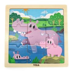 Viga Lesena sestavljanka za otroke 9 kosov Hippo
