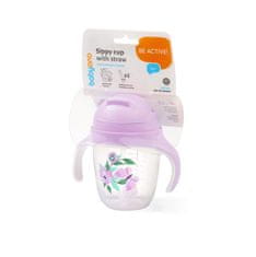 BabyOno Učna skodelica s slamico Butterfly 6m+