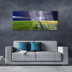 tulup.si Slika na akrilnem steklu Lightning field landscape 125x50 cm 4 obešalnika