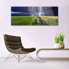 tulup.si Slika na akrilnem steklu Lightning field landscape 125x50 cm 4 obešalnika