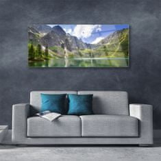 tulup.si Slika na akrilnem steklu Mountain lake landscape 125x50 cm 2 obešalnika