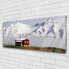 tulup.si Slika na akrilnem steklu Mountain home landscape sneg 125x50 cm 2 obešalnika