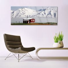 tulup.si Slika na akrilnem steklu Mountain home landscape sneg 125x50 cm 2 obešalnika