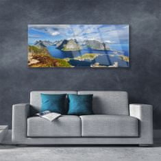 tulup.si Slika na akrilnem steklu Mountain landscape bay morje 125x50 cm 2 obešalnika