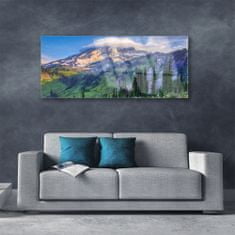 tulup.si Slika na akrilnem steklu Forest landscape mountain nature 125x50 cm 2 obešalnika