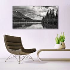 tulup.si Slika na akrilnem steklu Forest lake mountain nature 140x70 cm 4 obešalnika