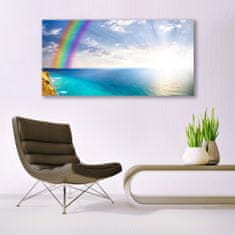 tulup.si Slika na akrilnem steklu Rainbow morje krajina nas 140x70 cm 2 obešalnika