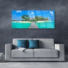 tulup.si Slika na akrilnem steklu Tropical palm beach 125x50 cm 2 obešalnika