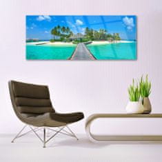 tulup.si Slika na akrilnem steklu Tropical palm beach 125x50 cm 2 obešalnika