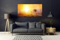 tulup.si Slika na akrilnem steklu Sunset meadow ptice 140x70 cm 2 obešalnika