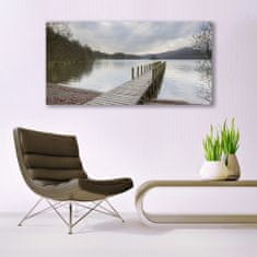 tulup.si Slika na akrilnem steklu Arhitektura bridge lake 140x70 cm 4 obešalnika