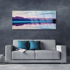 tulup.si Slika na akrilnem steklu Mountain lake landscape 125x50 cm 2 obešalnika