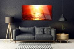 tulup.si Slika na akrilnem steklu Sunset sea wave 140x70 cm 4 obešalnika