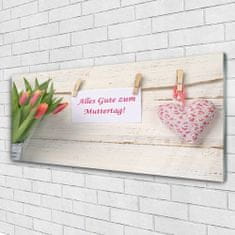 tulup.si Slika na akrilnem steklu Tulipani heart art 125x50 cm 2 obešalnika