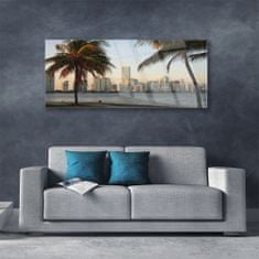 tulup.si Slika na akrilnem steklu Tropical palm mesta morje 125x50 cm 2 obešalnika