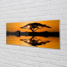 tulup.si Slika na steklu Sunset drevo 140x70 cm 2 obešalnika