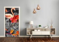 tulup.si Nalepka na vratih Flamingos in cvetje 85x205 cm