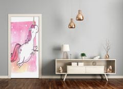 tulup.si Nalepka na vratih Pink unicorn 85x205 cm