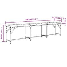 Vidaxl Jedilna klop temno siva 186x32x45 cm jeklo in blago