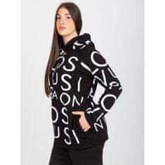 RELEVANCE Ženski pulover velike velikosti s kapuco in črnimi napisi DIANA RV-BL-5056-1.95_391714 Univerzalni