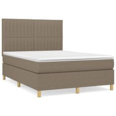 Vidaxl Box spring postelja z vzmetnico taupe 140x200 cm blago