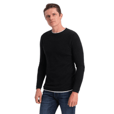 OMBRE Moški bombažni pulover z okroglim vratom V1 OM-SWSW-0103 črna MDN124227 S