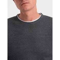 OMBRE Moški bombažni pulover z okroglim vratom V2 OM-SWSW-0103 grafitne barve MDN124228 S