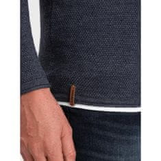 OMBRE Moški bombažni pulover z okroglim vratom V3 OM-SWSW-0103 temno modre barve MDN124229 S
