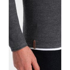 OMBRE Moški bombažni pulover z okroglim vratom V2 OM-SWSW-0103 grafitne barve MDN124228 S