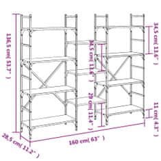 Vidaxl Knjižna polica siva sonoma 160x28,5x136,5 cm inženirski les