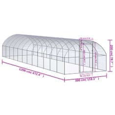 Vidaxl Zunanji kokošnjak 3x12x2 m pocinkano jeklo