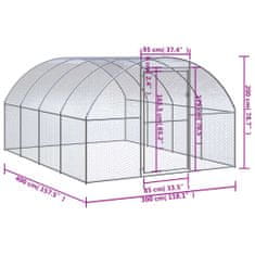 Vidaxl Zunanji kokošnjak 3x4x2 m pocinkano jeklo