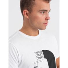 OMBRE Moška bombažna majica s potiskom V1 OM-TSPT-0166 bela MDN124249 L