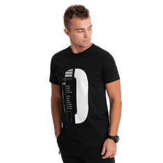 OMBRE Moška bombažna majica s potiskom V3 OM-TSPT-0166 črna MDN124251 S