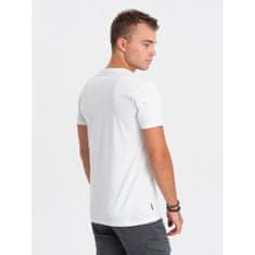 OMBRE Moška bombažna majica s potiskom V1 OM-TSPT-0166 bela MDN124249 L