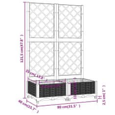 Vidaxl Cvetlično korito z oporno mrežo črno 80x40x121,5 cm PP