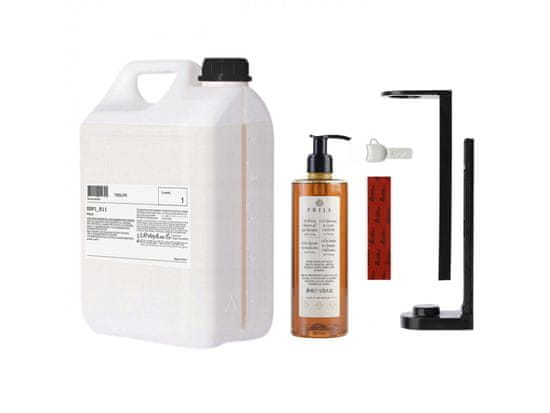 sarcia.eu PRIJA Kopalniški komplet: črno držalo za steklenico, šampon/gel za tuširanje 380 ml + 5 l rezervnih zalog