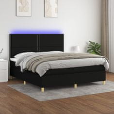 Vidaxl Box spring postelja z vzmetnico LED črna 180x200 cm blago