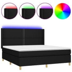 Vidaxl Box spring postelja z vzmetnico LED črna 180x200 cm blago