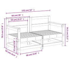 Vidaxl Vrtni kotni kavč 2 kosa črna trdna borovina