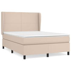 Vidaxl Box spring postelja z vzmetnico kapučino 140x190cm umetno usnje